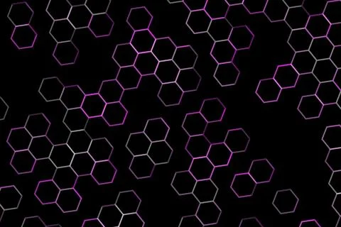 Abstract hexagon pattern with colorful lines on black background Stock Illustration