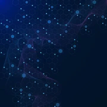 Abstract hexagon pattern with connect the dots and lines. Illustrazione stock