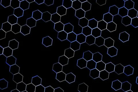 Abstract hexagon pattern with dark background and blue lines Illustrazione stock