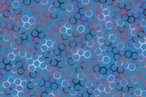 Abstract hexagon pattern with glowing blue and purple colors Illustrazione stock