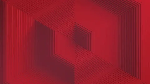 Abstract hexagon pattern with offset effect. Animation of red clean rings. Abstr Stock Footage 161426343