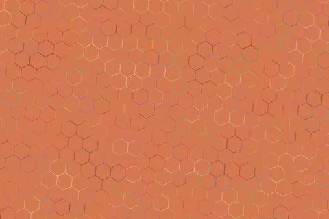 Abstract hexagon pattern on orange textured background Illustrazione stock