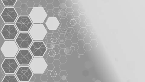 Abstract hexagon pattern with outlined honeycomb shapes on left gradient ba.. Stock Footage 335114308