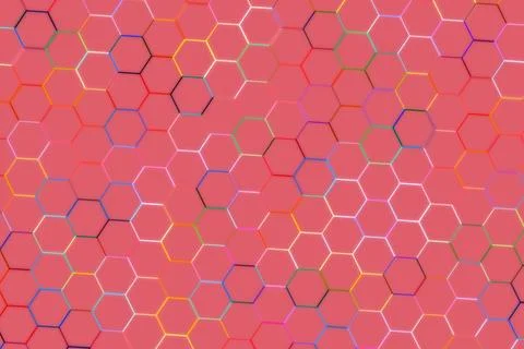Abstract hexagon pattern with pink and orange colors Stock Photos
