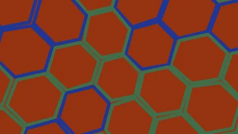 Abstract hexagon pattern with red blue and green lines Illustrazione stock