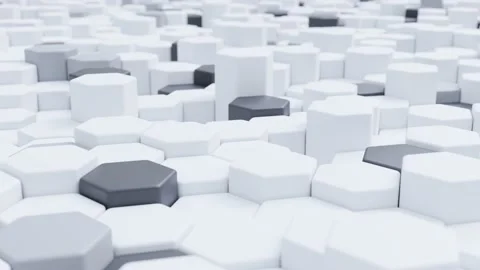 Abstract hexagon pattern. Seamless loop animation of moving geometric surface. Видео 175858989
