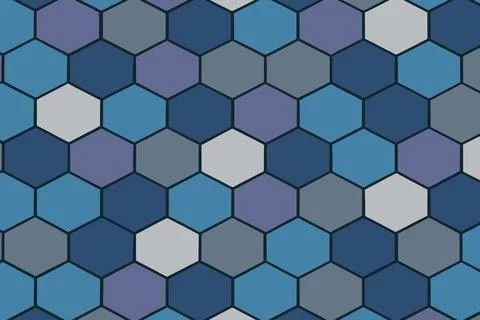 Abstract hexagon pattern in shades of blue and gray Stock Illustration