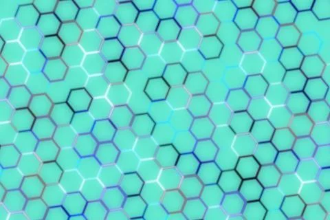 Abstract hexagon pattern in shades of blue and green Stock Illustration