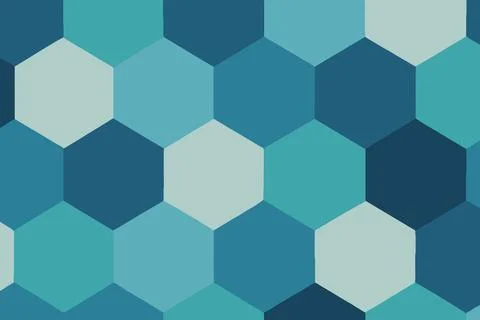 Abstract hexagon pattern in shades of teal and blue Stock Illustration