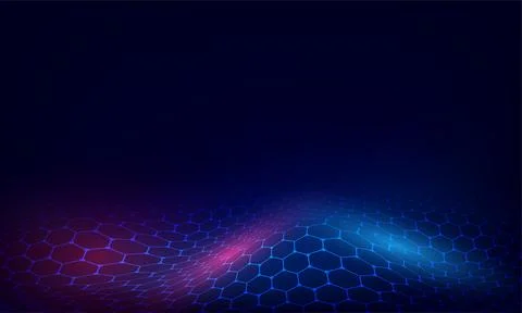 Abstract Hexagon Pattern Shiny Background In Blue And Red Color. Stock Illustration