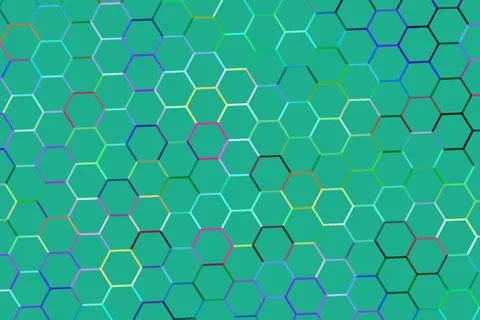 Abstract hexagon pattern with vibrant colors and lines Stock Illustration
