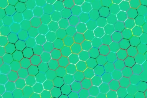 Abstract hexagon pattern with vibrant green background Stock Photos