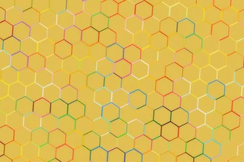 Abstract hexagon pattern on yellow background Stock Photos