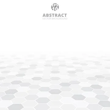 Abstract hexagon perspective pattern white and gray color background. Stock Illustration