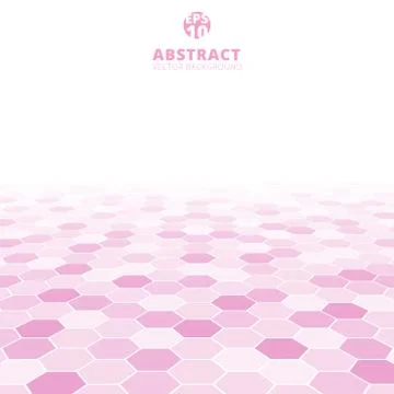 Abstract hexagon perspective pattern white and pink color background. 스톡 일러스트