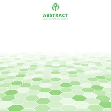 Abstract hexagon perspective pattern white and green color background. Spring Stock Illustration