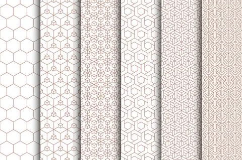 Abstract hexagon seamless patterns set Stock Illustration