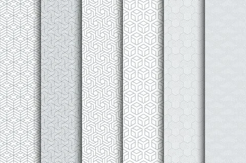 Abstract hexagon seamless patterns set Stock Illustration
