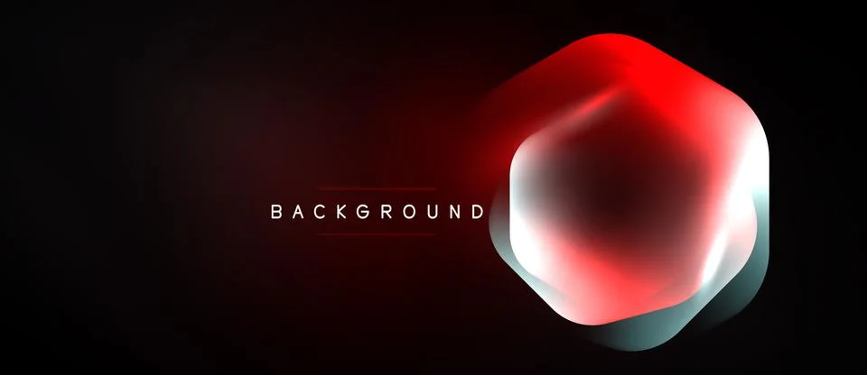 Abstract hexagon shape glows, red hues dominate. Dark background emphasizes Stockillustratie