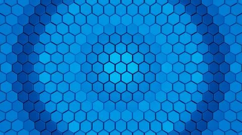 Abstract Hexagon Shapes Background, 3D Rendered 4K Futuristic Blue Backdrop Ilustración de archivo