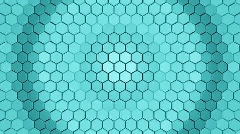 Abstract Hexagon Shapes Background, 3D Rendered 4K Futuristic Cyan Backdrop Illustrazione stock