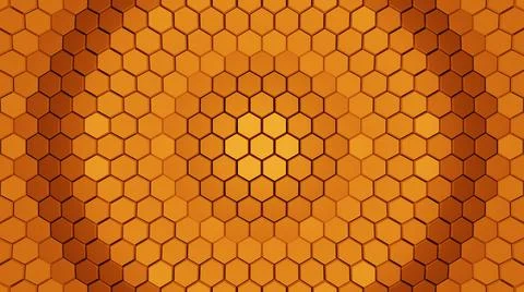 Abstract Hexagon Shapes Background, 3D Rendered 4K Futuristic Orange Backdrop Stock Illustration