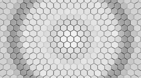 Abstract Hexagon Shapes Background, 3D Rendered 4K Futuristic White Backdrop Ilustración de archivo
