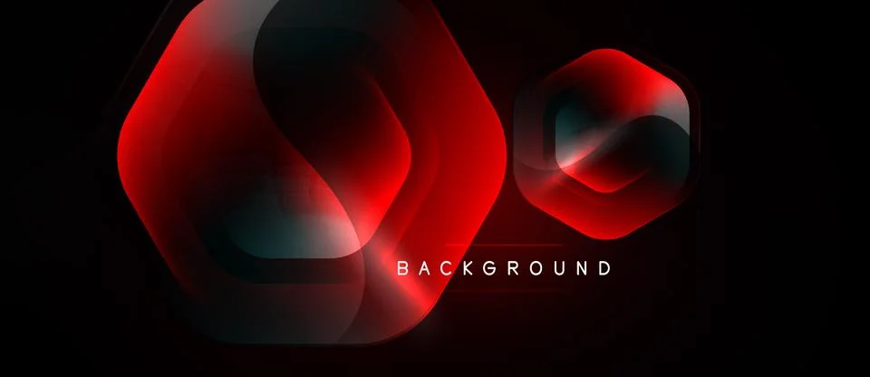 Abstract hexagon shapes overlap, creating dynamic red, black gradients. Illustrazione stock