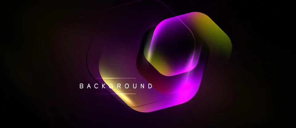 Abstract hexagon shapes overlap, creating vibrant gradient effect. Dark Stockillustratie