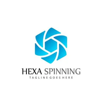 Abstract Hexagon Spinning Blue Logos Design Vector Illustration Template Stock Illustration