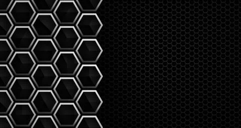 Abstract Hexagon structure Dark geometric background Stock Illustration