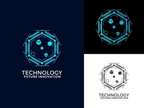 Abstract Hexagon Technology logo vector. Creative Modern Tech logo design t.. Stock Illustration