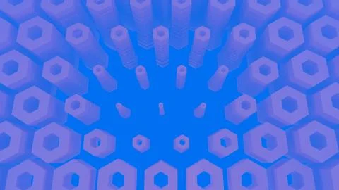 Abstract hexagonal architectural structure in foggy space. 3d illustration Stock Illustration