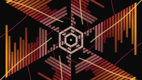 Abstract Hexagonal Audio Spectrum Neon Motion Graphic 4k Stock Footage 328566140