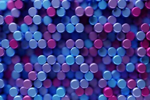 Abstract hexagonal background with depth of field effect, 3d illustration. A  Stock Illustration