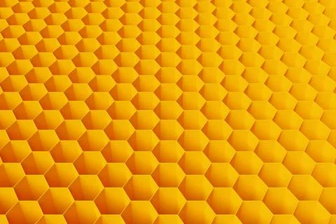 Abstract hexagonal background with depth of field effect, 3d illustration. A  Stock Illustration