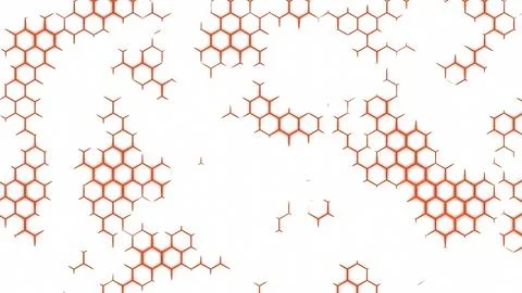 Abstract hexagonal background with moving light flares. Design. Technological Stock Illustration