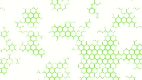 Abstract hexagonal background with moving light flares. Design. Technological Illustrazione stock