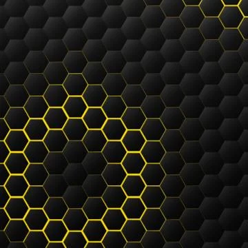 Abstract hexagonal black tech on yellow background. illustration vector eps10 イラスト素材