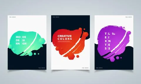 Abstract hexagonal colorful fluid geometric shape banners brochure. Иллюстрация
