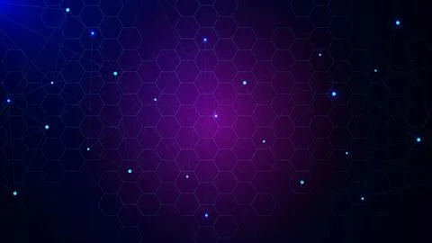 Abstract hexagonal with connecting dots and lines background. Stock Illustration