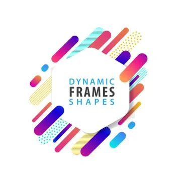 Abstract Hexagonal frames with dynamic shape template. Illustrazione stock