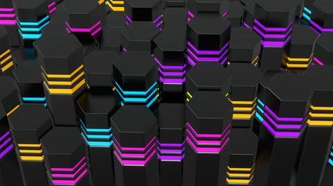 Abstract hexagonal future black background. Modern wallpaper digital design.  Stock Illustration
