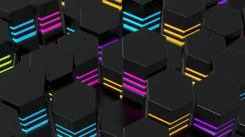 Abstract hexagonal future black background. Modern wallpaper digital design.  Stock Illustration