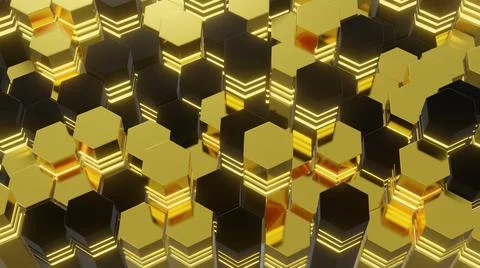Abstract hexagonal future gold background. Modern wallpaper digital design. 3 Stock Illustration