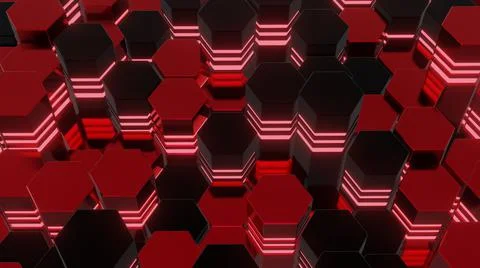 Abstract hexagonal future red background. Modern wallpaper digital design. 3d 스톡 일러스트
