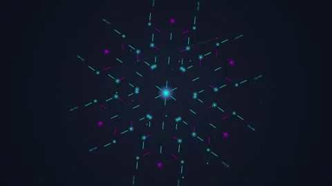 Abstract Hexagonal Geometric Pattern with Glowing Neon Particles on Dark Ba.. Stock Footage 348572184