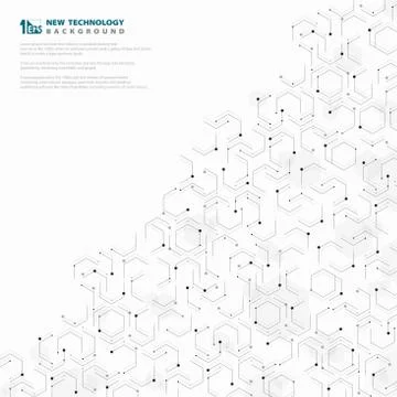 Abstract hexagonal geometric technology pattern design white and gray Stock Illustration