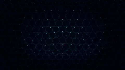 Abstract hexagonal grid background, with glowing particles, and digital 스톡 동영상 347648775