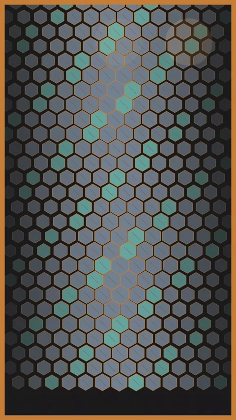 Abstract Hexagonal Grid with Blue and Orange Accents - Futuristic Tech Back.. Stock Footage 347695753